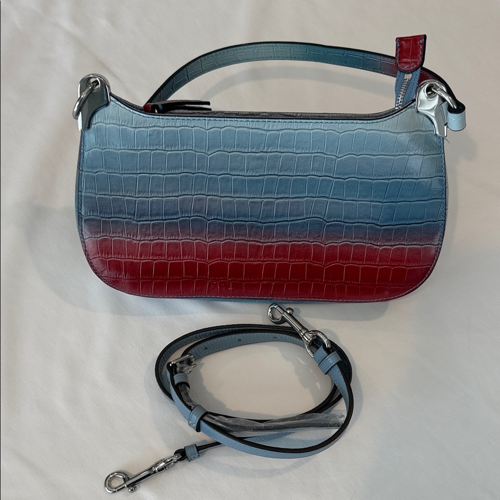 VINCE CAMUTO Gradient Blue and Red Croc-Embossed Women's Bag
